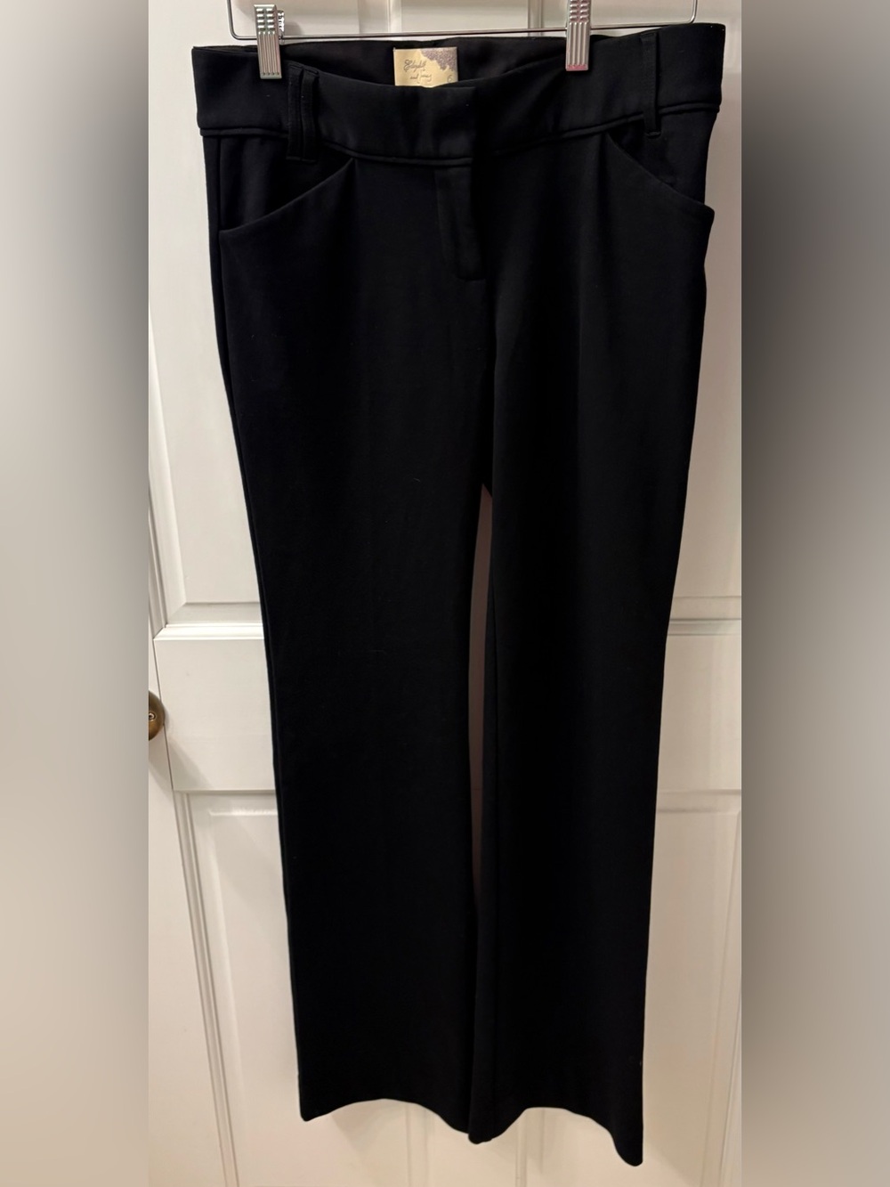 Elizabeth & James Black Ponte Flare Stretch Pants, 6